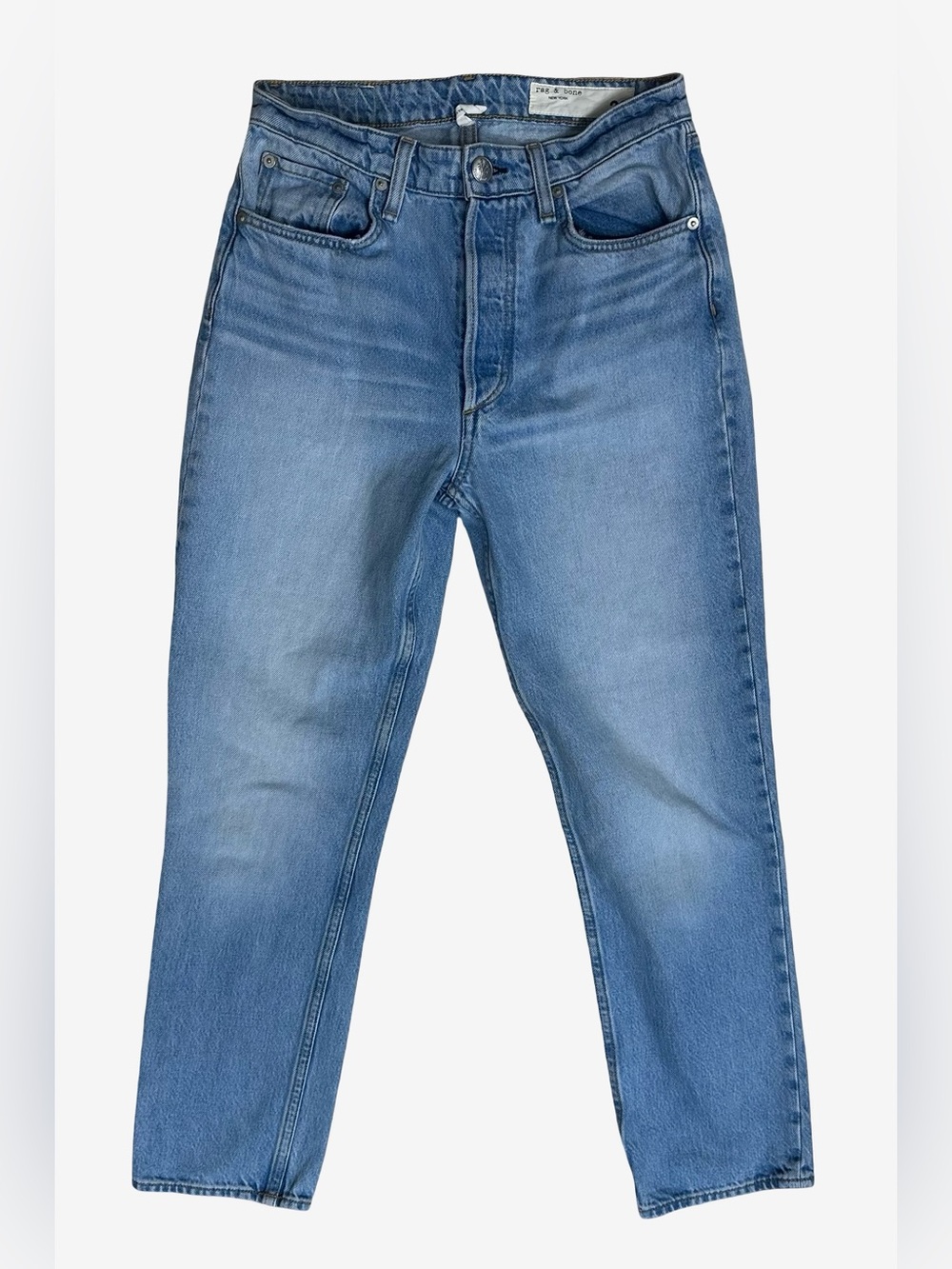 RAG & BONE NINA HIGH RISE ANKLE CIGARETTE JEANS BLUE POPPY Sz 26 EUC Button Fly